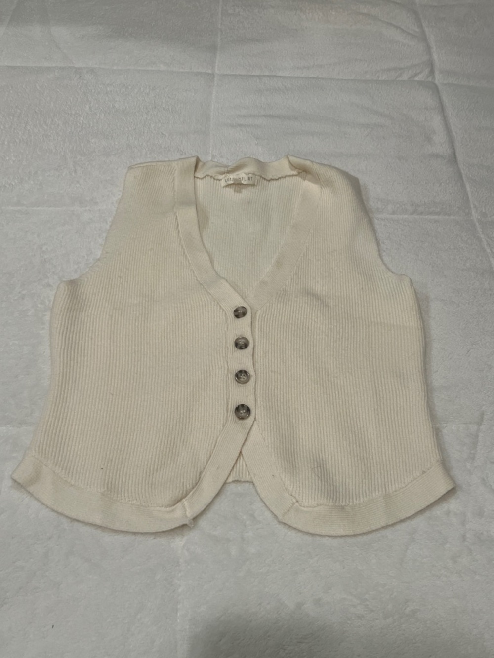 Cream Knit Button-Front Vest